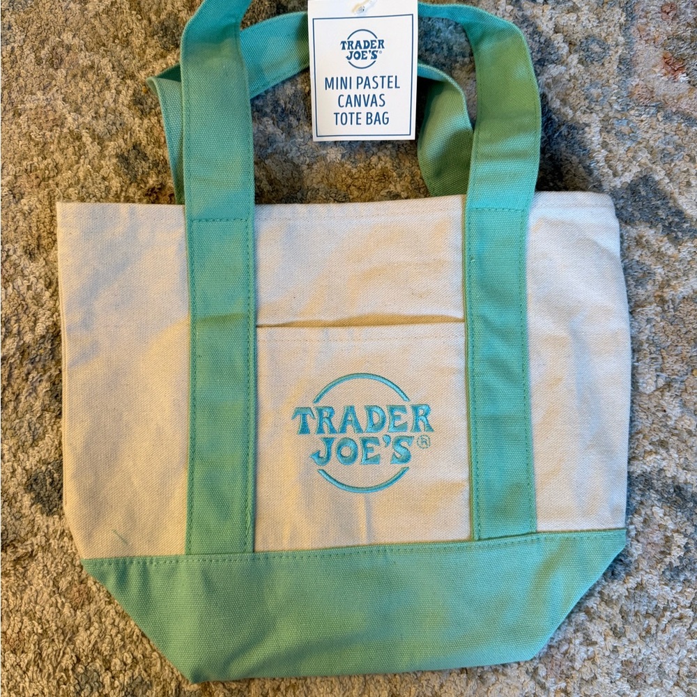 PASTEL MINI TRADER JOE’S BAG TEAL NWT